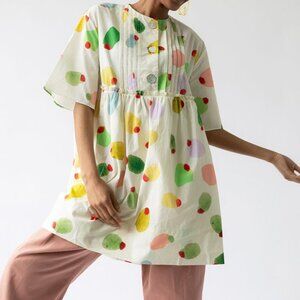 Rachel Antonoff Filthy Martini Olive Print Howard Babydoll Mini Dress